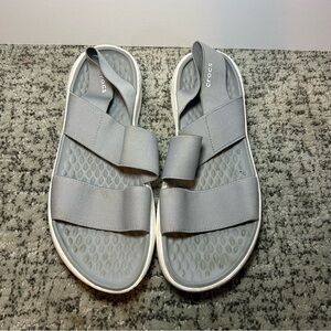 Crocs LiteRide Gray Stretch Ankle Strap Sandals Size 8 Women’s